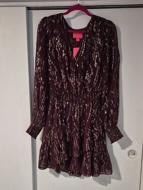 NWT Lilly Pulitzer Cristiana Long Sleeve Dress In Cherry Ganache